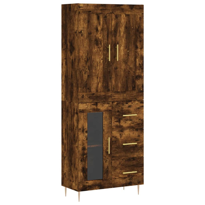 Highboard røkt eik 69,5x34x180 cm konstruert tre