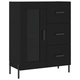 Highboard svart 69,5x34x180 cm konstruert tre