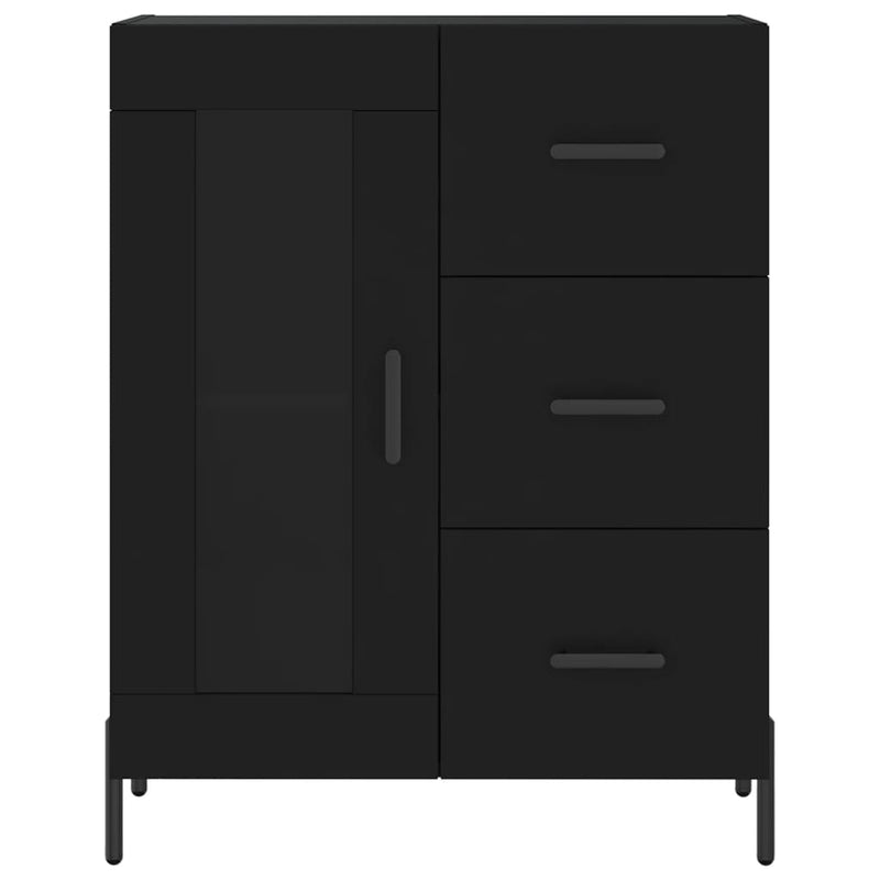 Highboard svart 69,5x34x180 cm konstruert tre