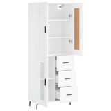 Highboard hvit 69,5x34x180 cm konstruert tre