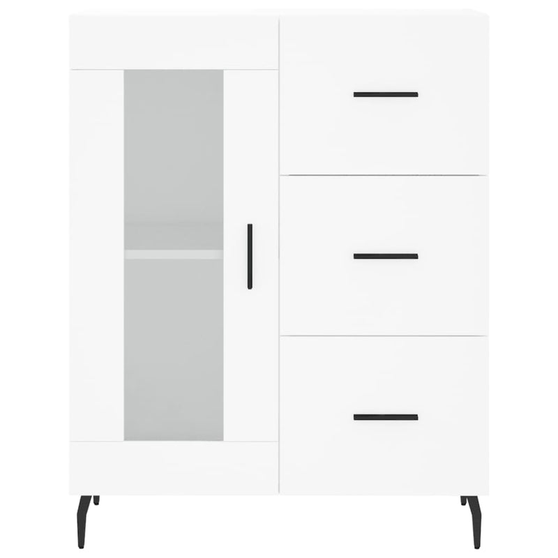 Highboard hvit 69,5x34x180 cm konstruert tre