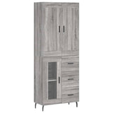 Highboard grå sonoma 69,5x34x180 cm konstruert tre