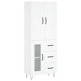 Highboard hvit 69,5x34x180 cm konstruert tre