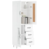 Highboard hvit 69,5x34x180 cm konstruert tre