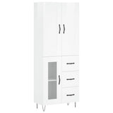 Highboard høyglans hvit 69,5x34x180 cm konstruert tre