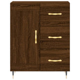 Highboard brun eik 69,5x34x180 cm konstruert tre