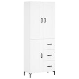 Highboard hvit 69,5x34x180 cm konstruert tre