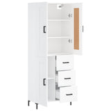 Highboard hvit 69,5x34x180 cm konstruert tre