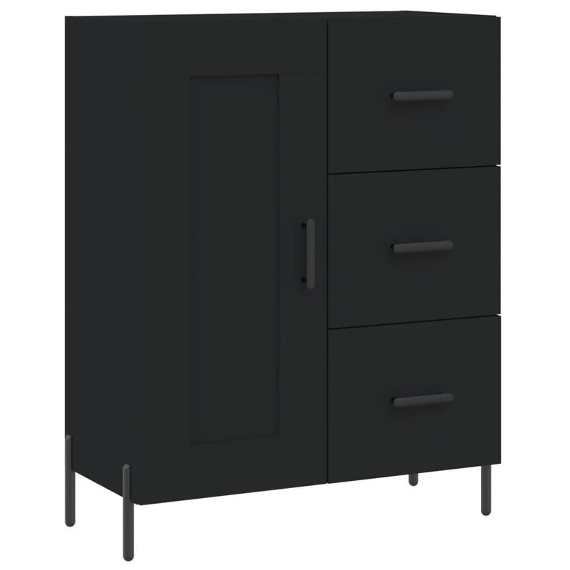 Highboard svart 69,5x34x180 cm konstruert tre