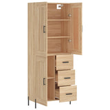 Highboard sonoma eik 69,5x34x180 cm konstruert tre