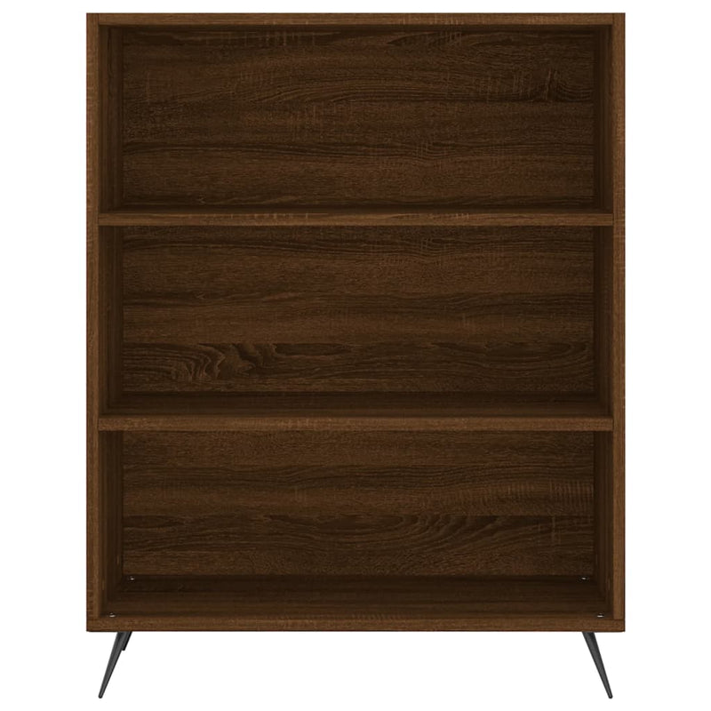 Highboard brun eik 69,5x34x180 cm konstruert tre