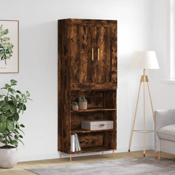 Highboard røkt eik 69,5x34x180 cm konstruert tre