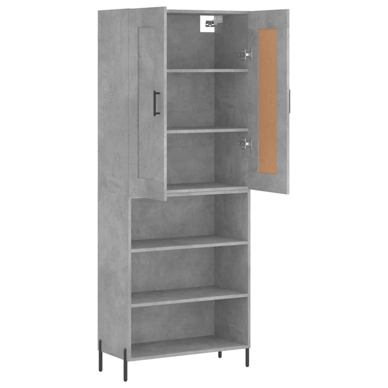 Highboard betong grå 69,5x34x180 cm konstruert tre