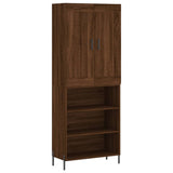 Highboard brun eik 69,5x34x180 cm konstruert tre