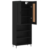 Highboard svart 69,5x34x180 cm konstruert tre