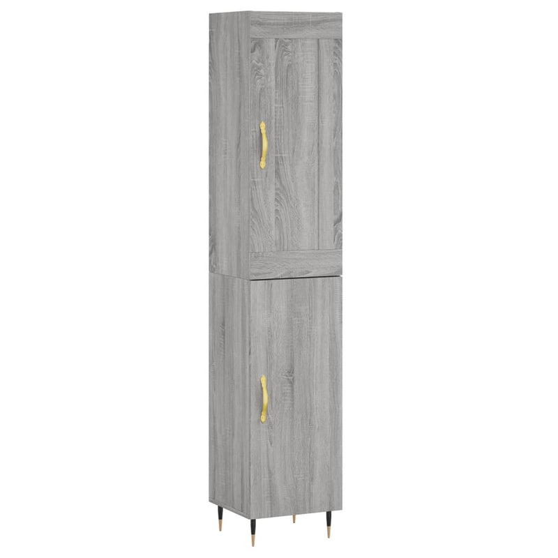 Highboard grå sonoma 34,5x34x180 cm konstruert tre