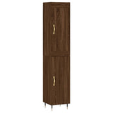 Highboard brun eik 34,5x34x180 cm konstruert tre