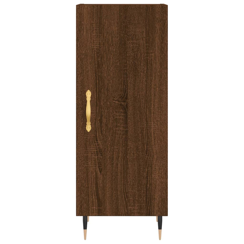 Highboard brun eik 34,5x34x180 cm konstruert tre