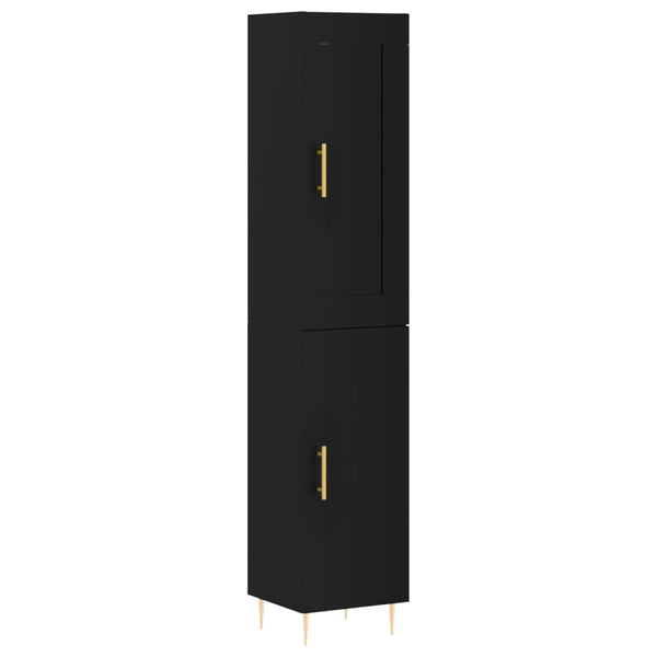 Highboard svart 34,5x34x180 cm konstruert tre