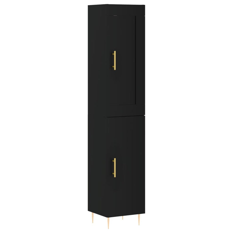 Highboard svart 34,5x34x180 cm konstruert tre