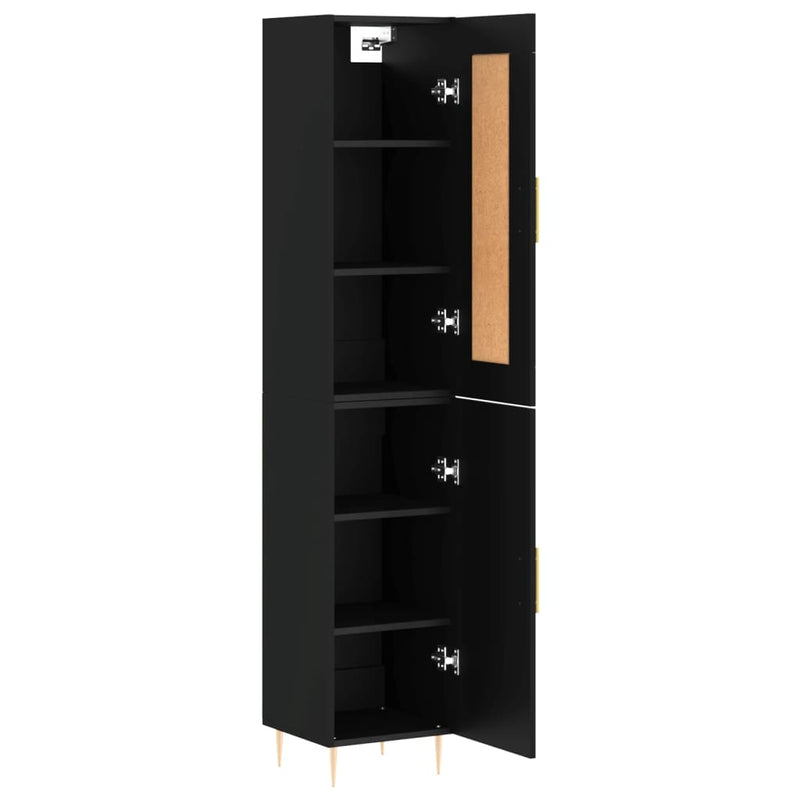 Highboard svart 34,5x34x180 cm konstruert tre