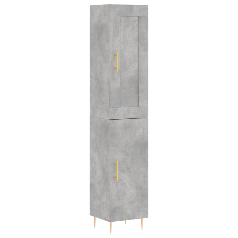 Highboard betonggrå 34,5x34x180 cm konstruert tre