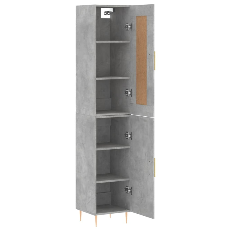 Highboard betonggrå 34,5x34x180 cm konstruert tre