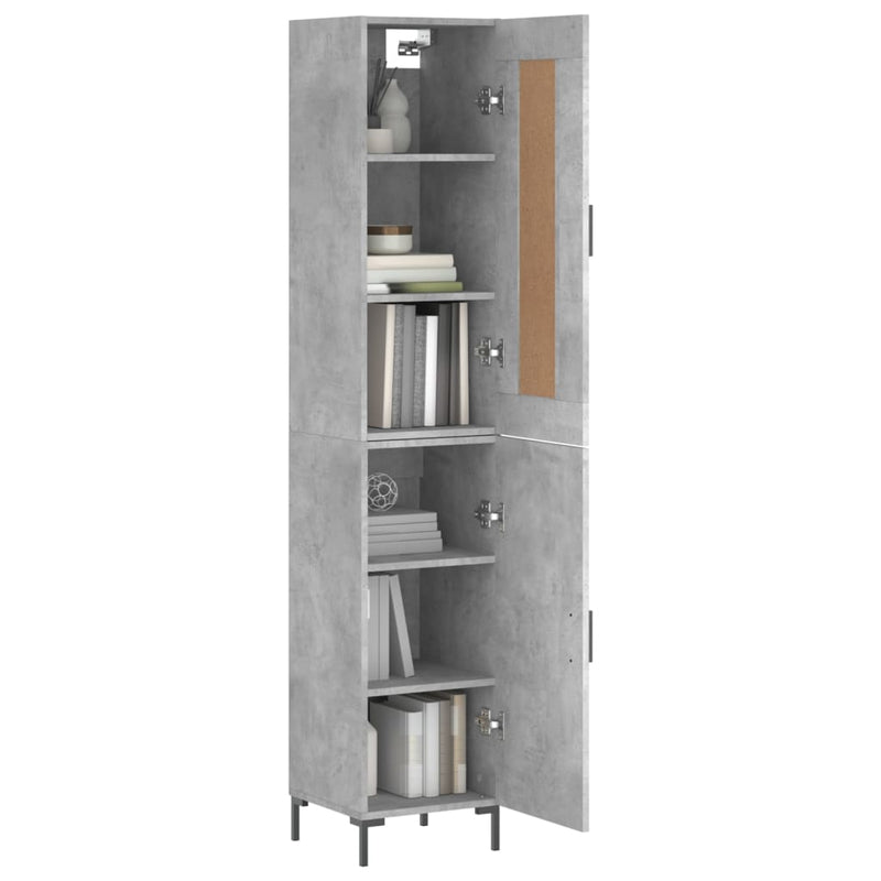 Highboard betonggrå 34,5x34x180 cm konstruert tre