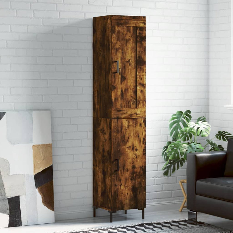 Highboard røkt eik 34,5x34x180 cm konstruert tre