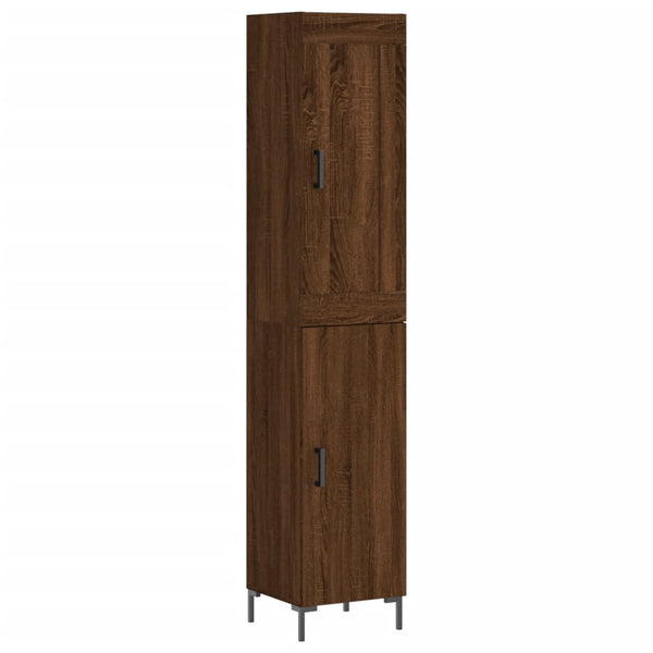 Highboard brun eik 34,5x34x180 cm konstruert tre