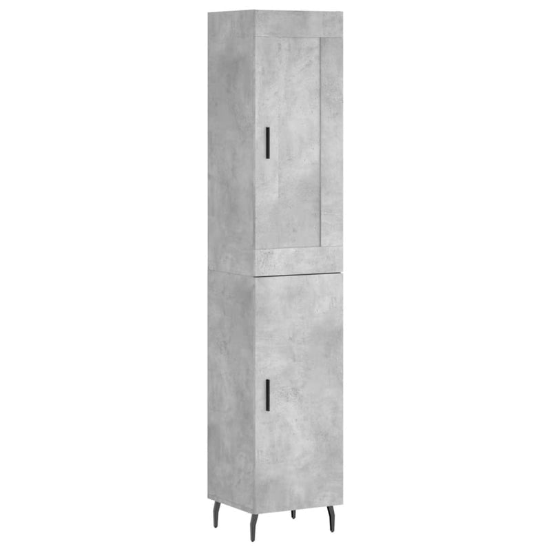 Highboard betonggrå 34,5x34x180 cm konstruert tre