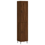 Highboard brun eik 34,5x34x180 cm konstruert tre