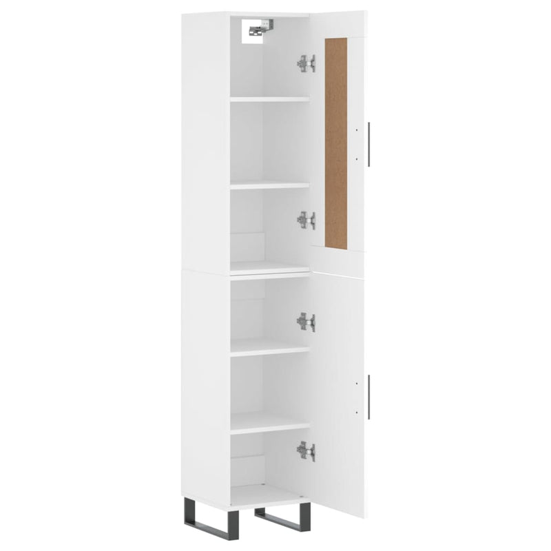 Highboard hvit 34,5x34x180 cm konstruert tre