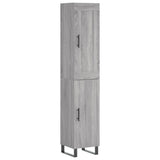 Highboard grå sonoma 34,5x34x180 cm konstruert tre