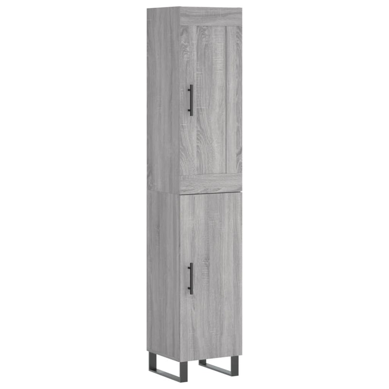 Highboard grå sonoma 34,5x34x180 cm konstruert tre