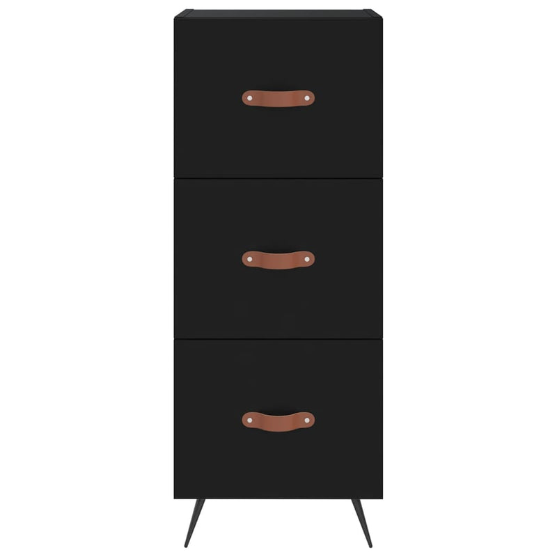 Highboard svart 34,5x34x180 cm konstruert tre