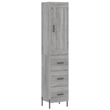 Highboard grå sonoma 34,5x34x180 cm konstruert tre