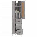 Highboard grå sonoma 34,5x34x180 cm konstruert tre