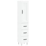 Highboard hvit 34,5x34x180 cm konstruert tre