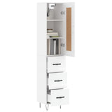 Highboard hvit 34,5x34x180 cm konstruert tre