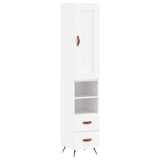 Highboard hvit 34,5x34x180 cm konstruert tre