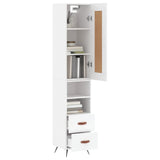 Highboard hvit 34,5x34x180 cm konstruert tre