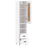 Highboard hvit 34,5x34x180 cm konstruert tre