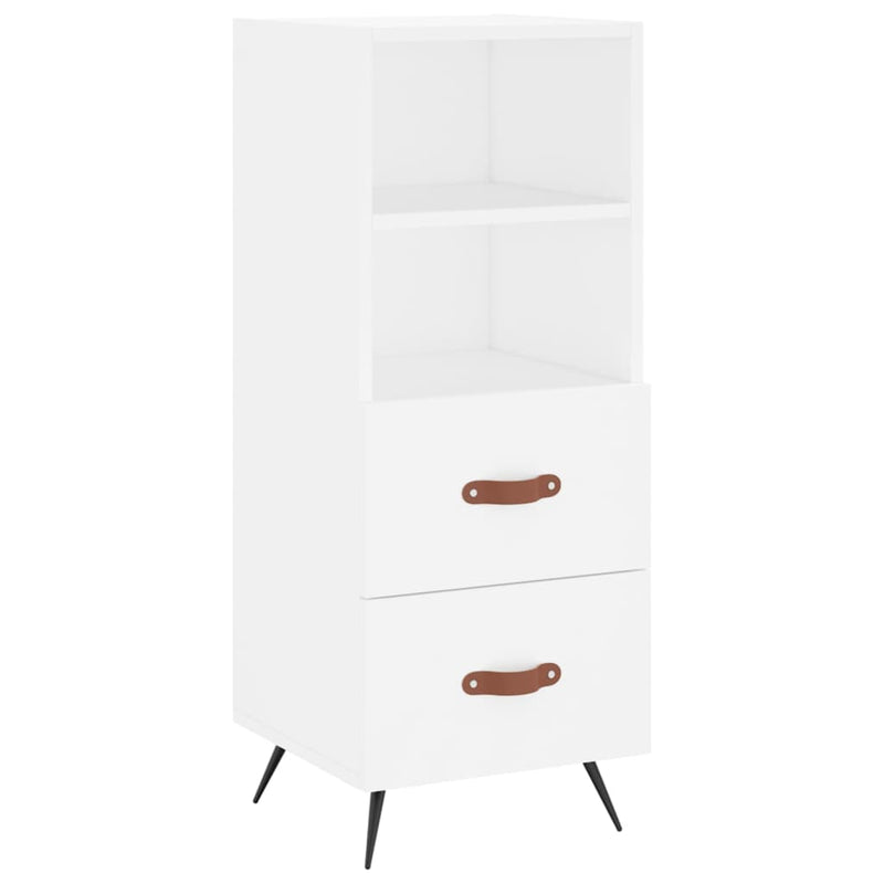 Highboard hvit 34,5x34x180 cm konstruert tre