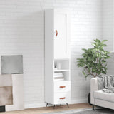 Highboard hvit 34,5x34x180 cm konstruert tre