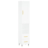 Highboard hvit 34,5x34x180 cm konstruert tre