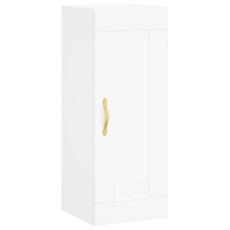 Highboard hvit 34,5x34x180 cm konstruert tre