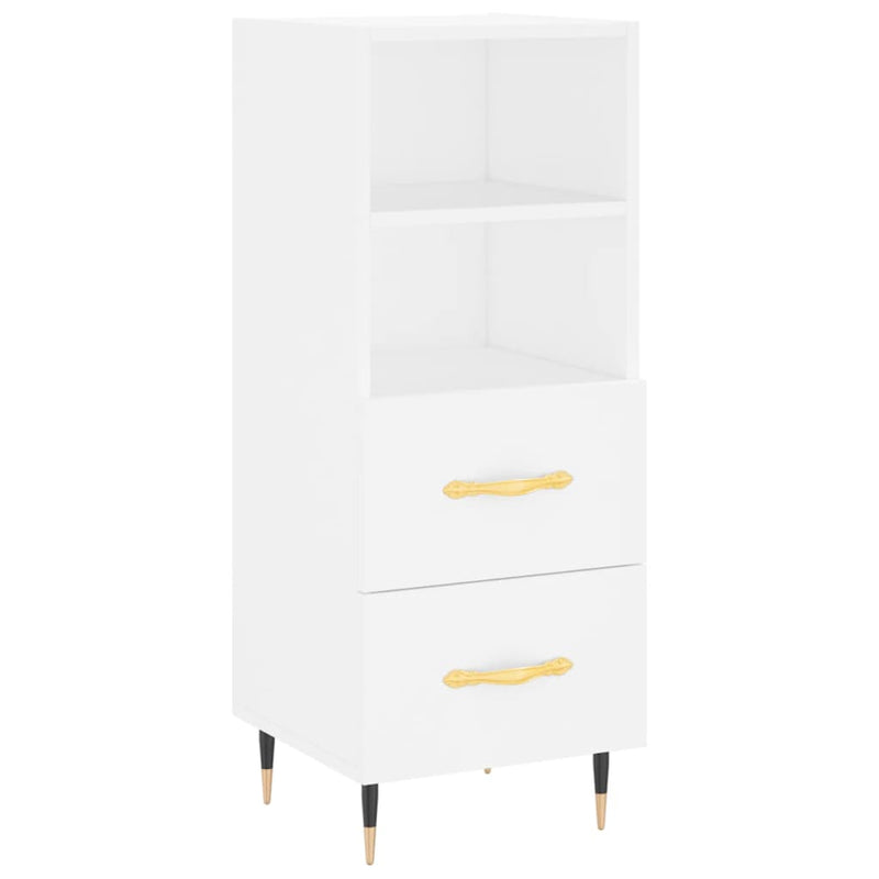 Highboard hvit 34,5x34x180 cm konstruert tre