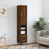 Highboard brun eik 34,5x34x180 cm konstruert tre