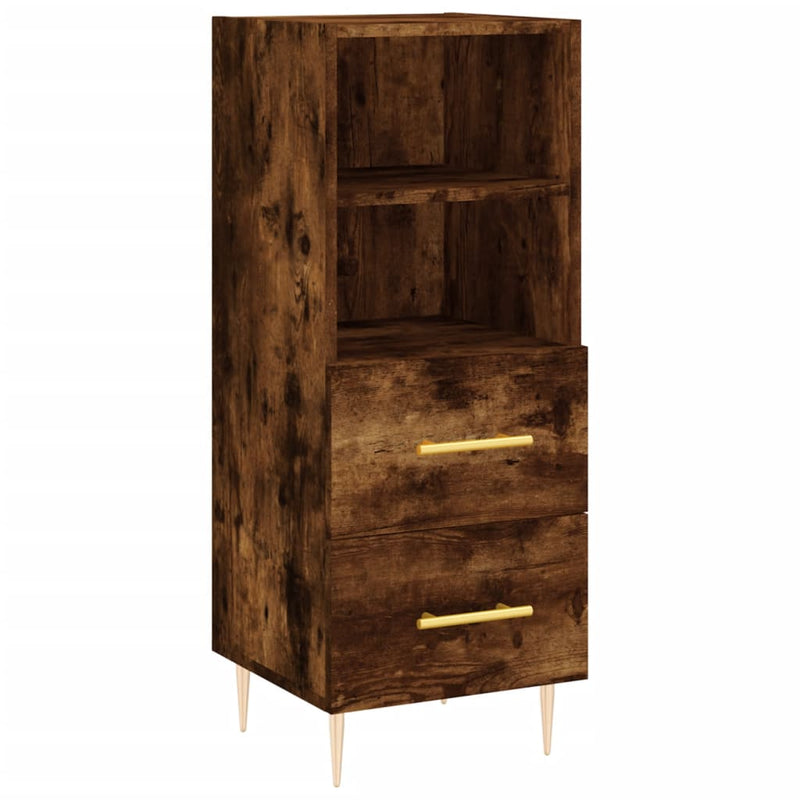 Highboard røkt eik 34,5x34x180 cm konstruert tre